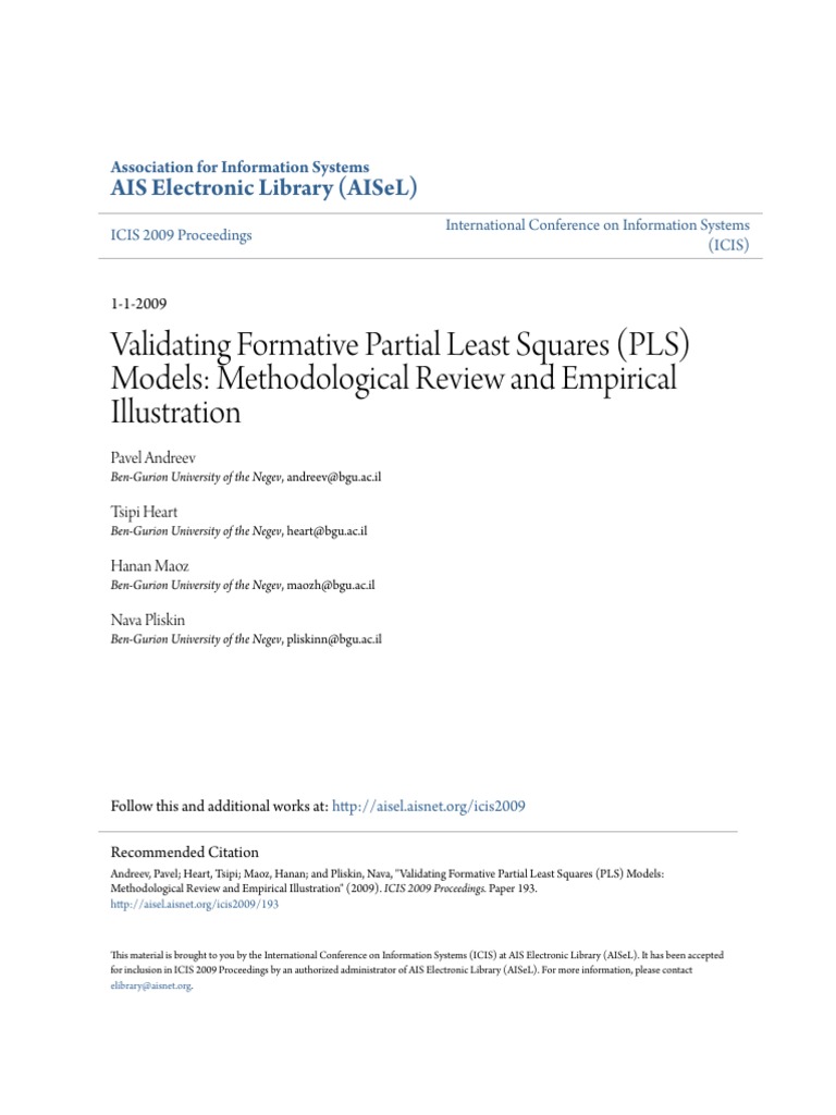 Validating Formative Partial Least Squares (PLS) Models: Methodological ...