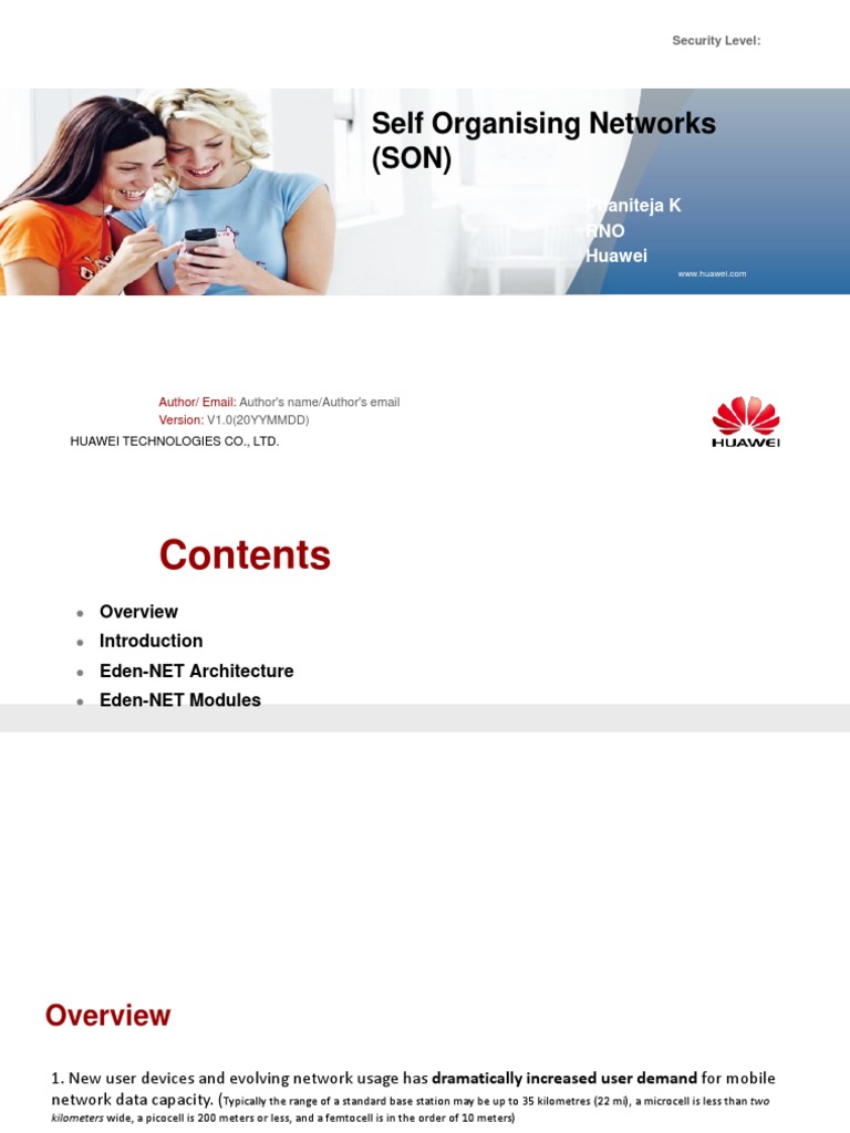 Self Organising Networks (SON) : Phaniteja K RNO Huawei | PDF ...