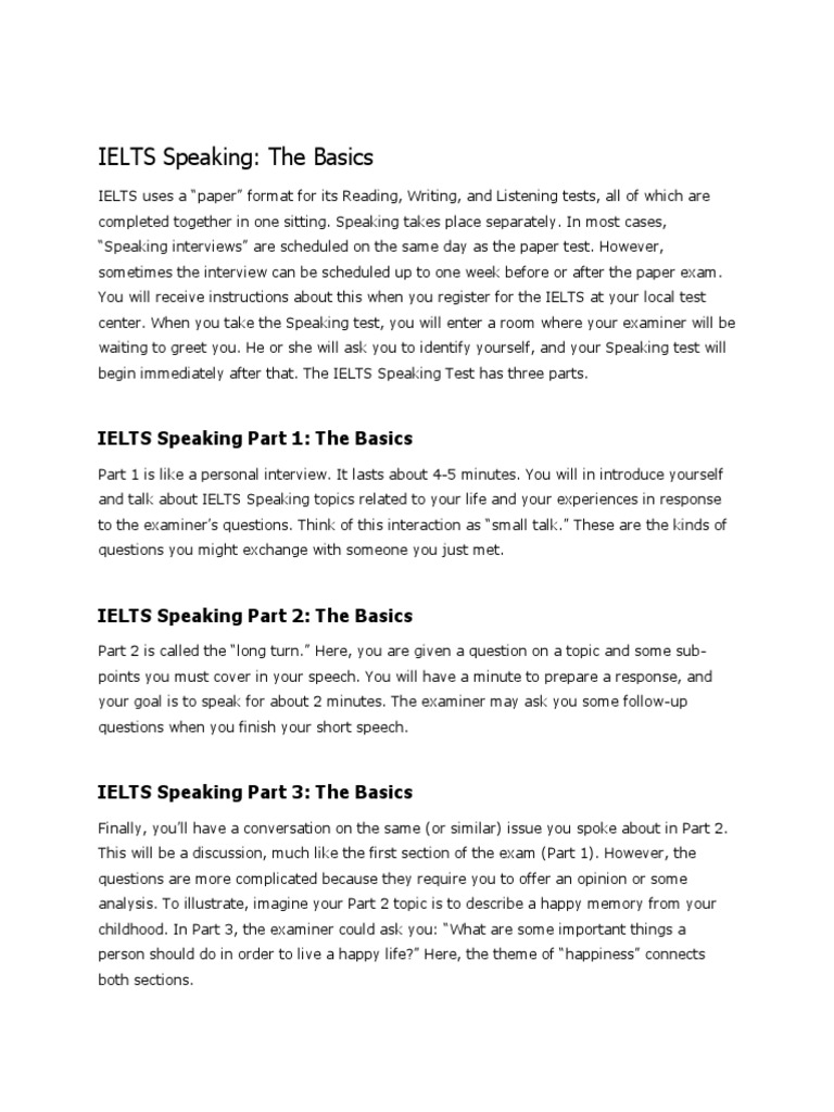 IELTS Speaking Notes and Tips | PDF | Question | International English ...