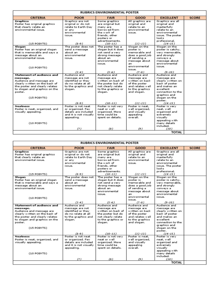 Environmental Poster Rubric Guide | PDF | Poster | Communication Design