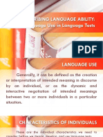 Describing Language Ability: Language Use in Language Tests