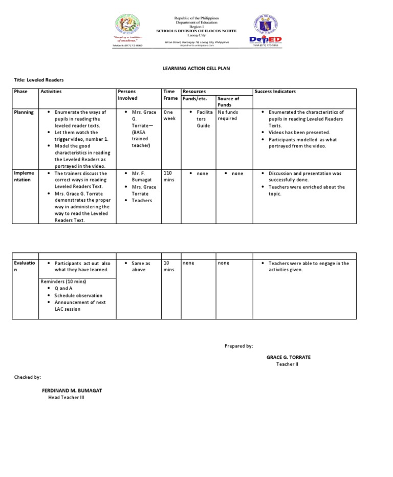 Leveled Readers Action Plan Guide | PDF | Learning | Cognition