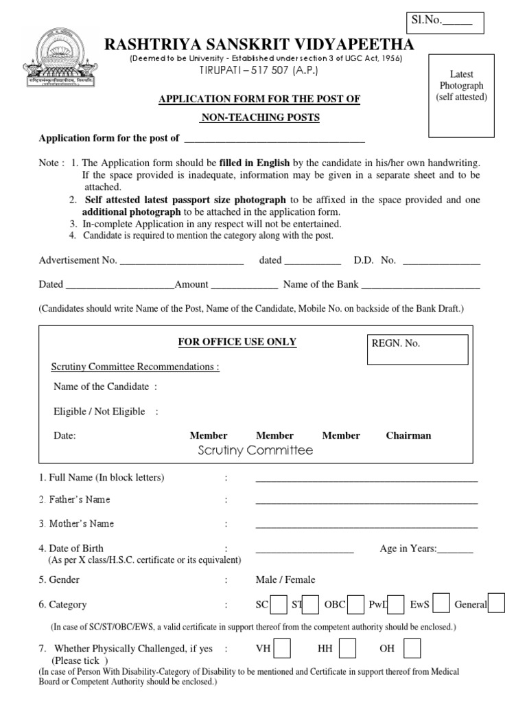 Non-Teaching Post Application Form | PDF | Doctor Of Philosophy ...