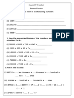 Write The Expanded Form of The Following Numbers:: Standard IV Worksheet Expanded Notation