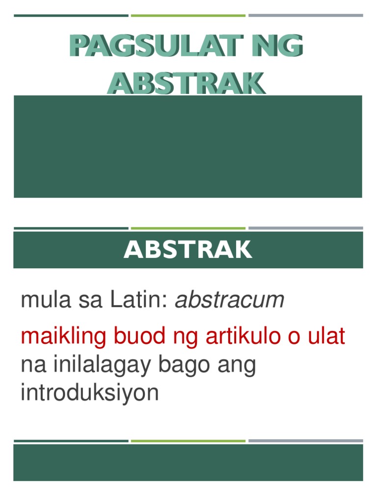 Pagsulat NG Abstrak | PDF