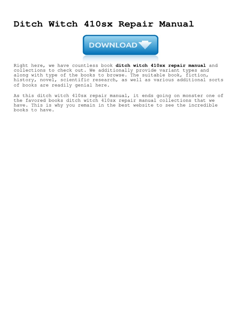Ditch Witch 410sx Repair Manual PDF PDF