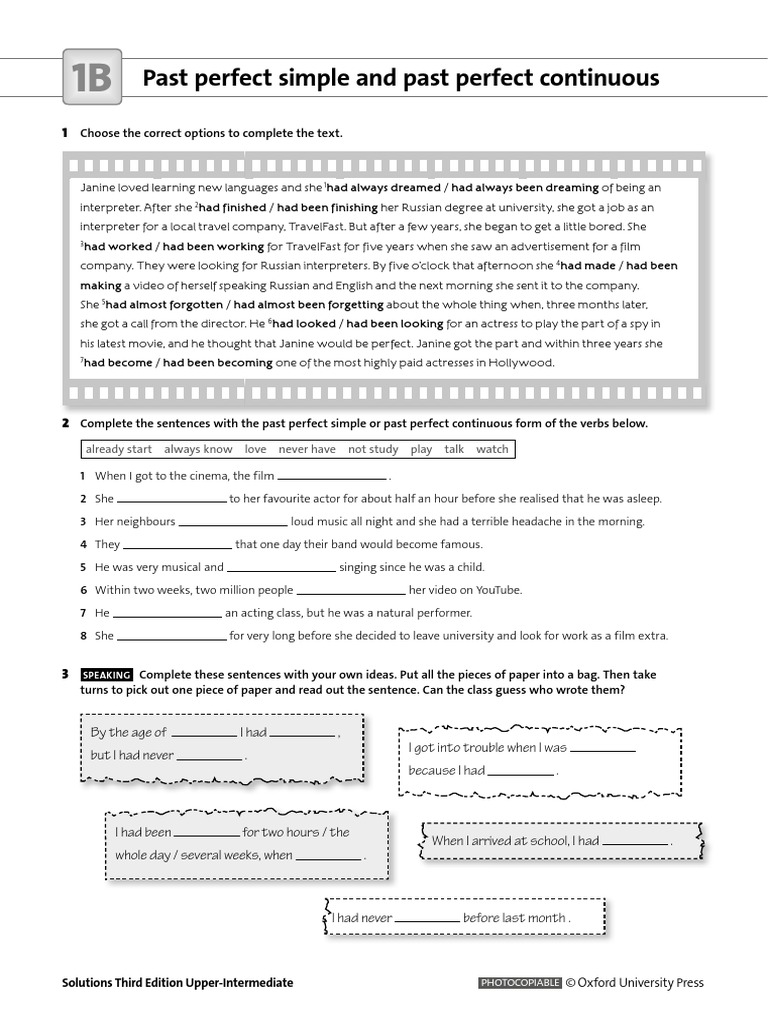 1B Past Perfect Simple and Past Perfect Continuous | PDF | Linguistic ...
