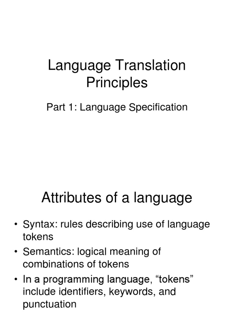 Language Syntax and Translation Principles | PDF | Programming Language ...
