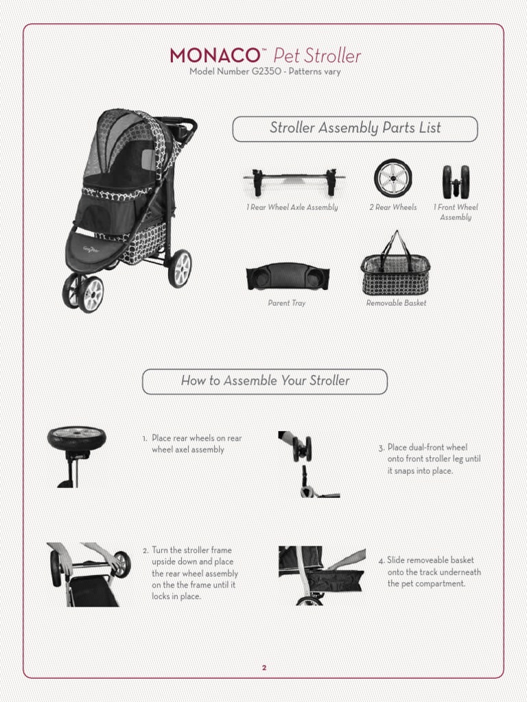 Monaco Pet Stroller Stroller Assembly Parts List PDF Motor Vehicle