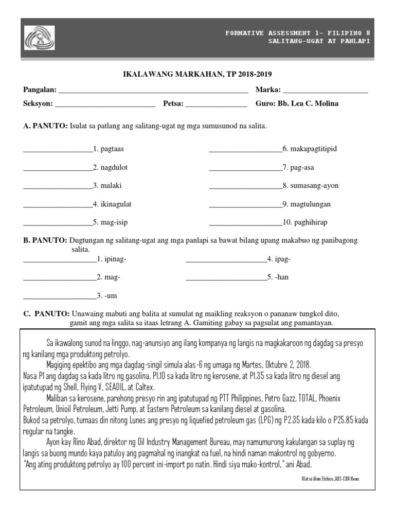 Panlapi at Salitang-Ugat | PDF