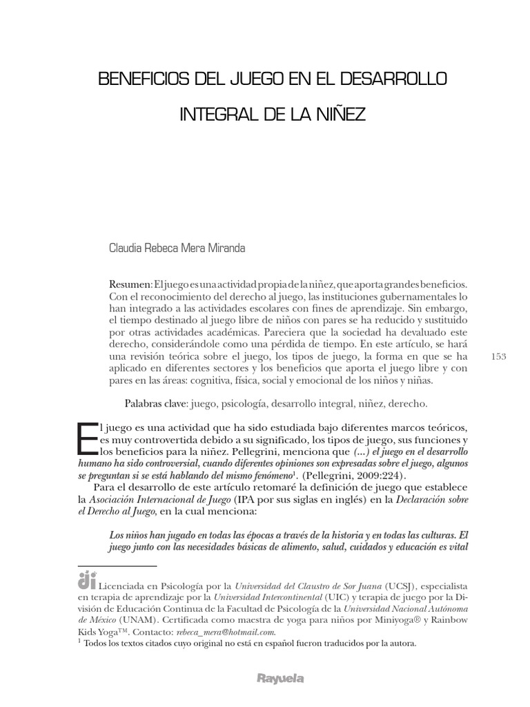 Beneficios Del Juego en El Desarrollo Integral Del Nino | PDF | Adultos ...