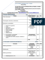 Cronograma Das Avaliações e Distribuição de Notas