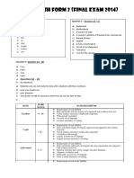Pt3 English Form 2 (Final Exam 2014) : Question (E) - (I)