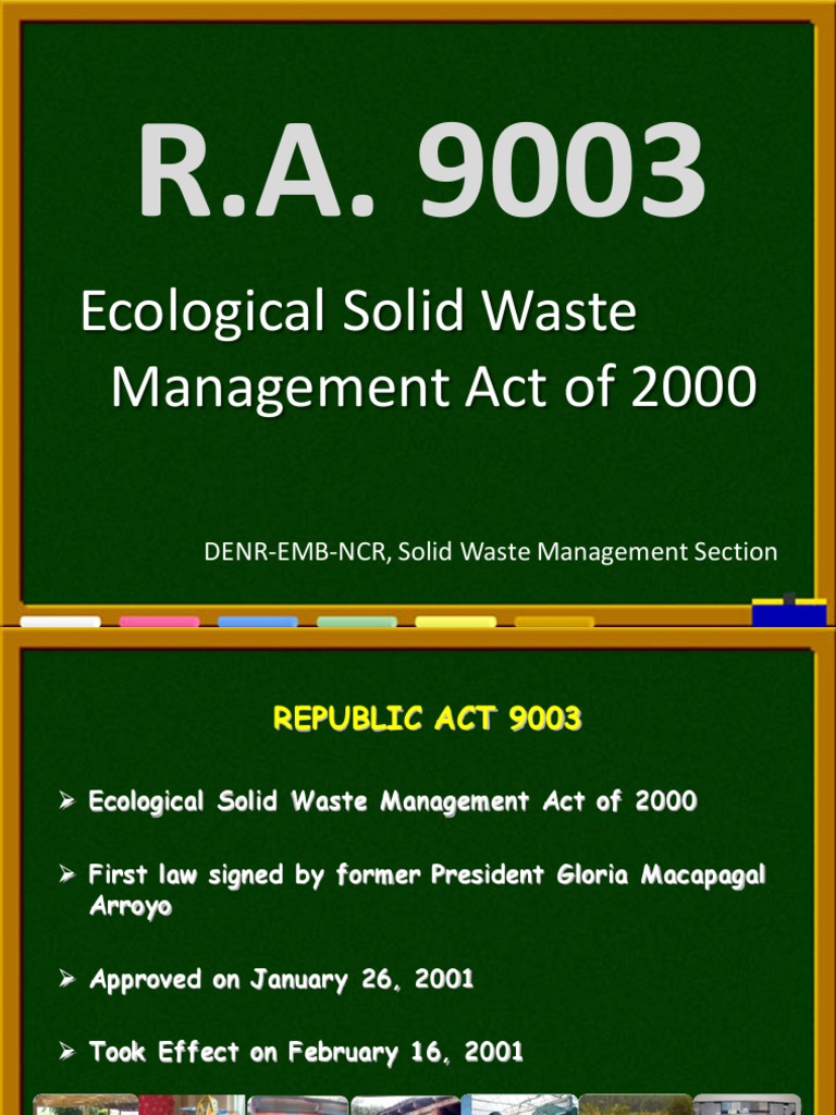 Ecological Solid Waste Management Act of 2000 PDF Landfill