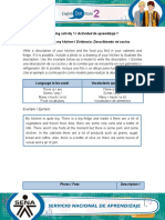 Learning Activity 1 / Actividad de Aprendizaje 1 Evidence: Describing My Kitchen / Evidencia: Describiendo Mi Cocina