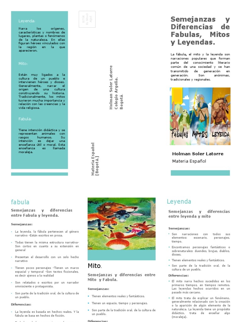 semejanzas y diferencias entre fabula, mito y leyenda