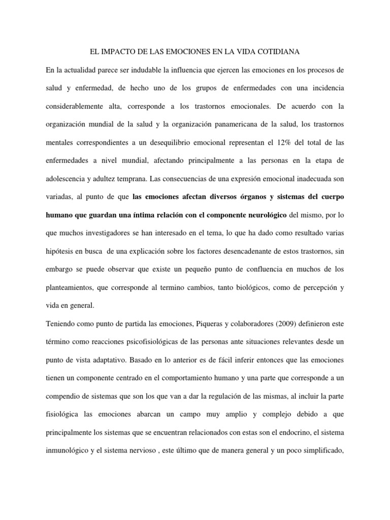 Impacto de las emociones en la salud diaria | PDF | Las emociones ...