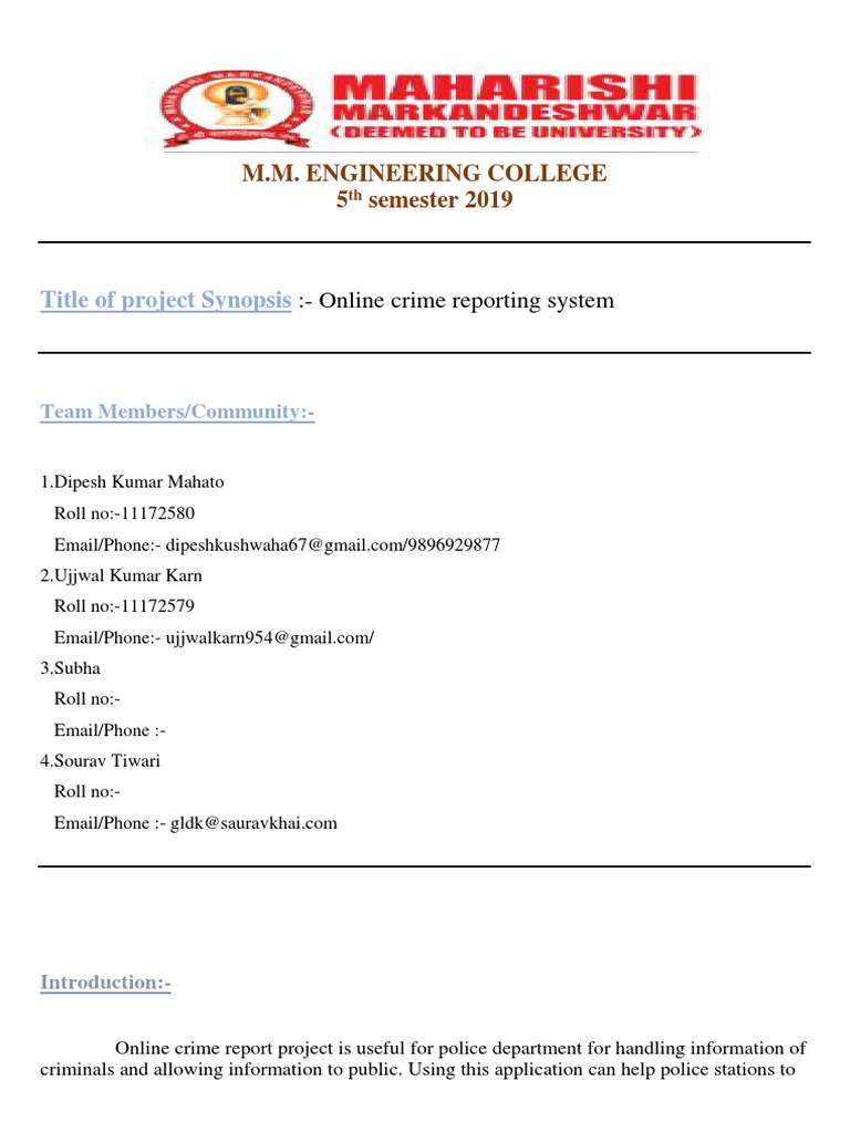 Online Crime Registration System | PDF | Java (Programming Language ...