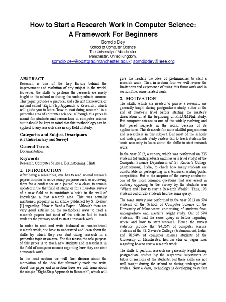 How To Start A Research Work in Computer Science PDF PDF Academic