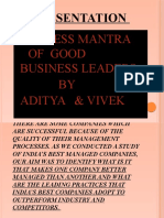 Presentation: Success Mantra of Good Business Leaders BY Aditya & Vivek