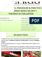 Topic: Policies, Procedure & Practices of A Company Based On Any 5 Theories of Evaluation