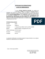 Certificado de Operatividad de Luces de Emergencia