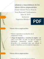 Importancia y Trascendencia de Los Valores Eticos Empresariales