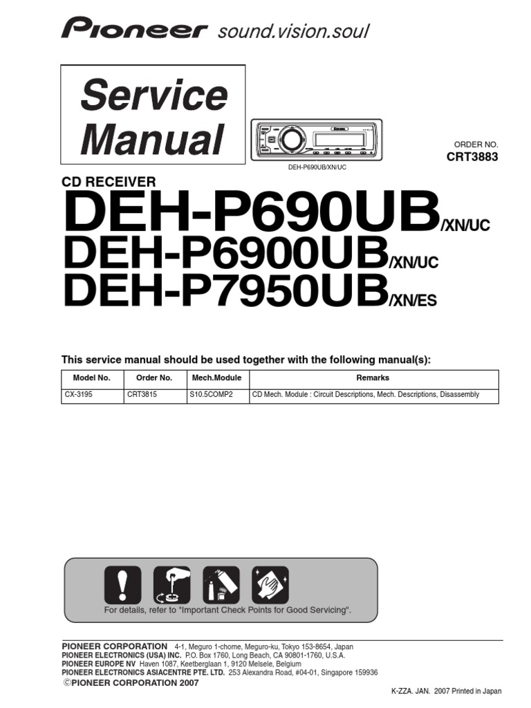 Pioneer Deh-P690ub P6900ub P7950ub SM | PDF | Electrical Connector