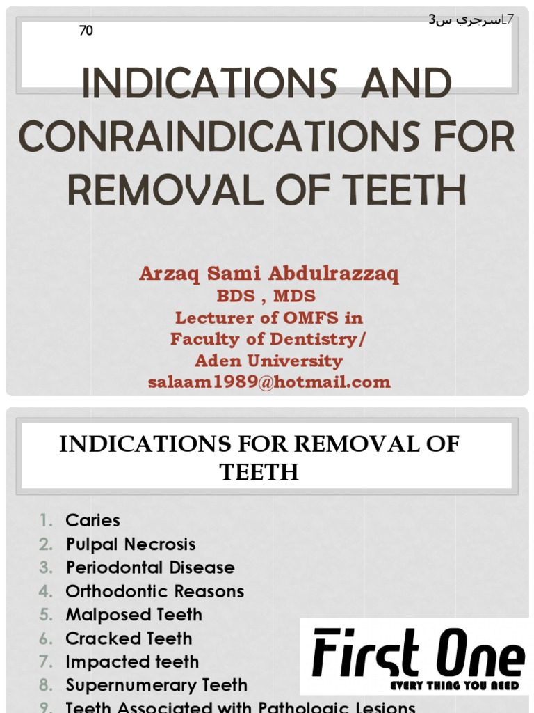 Indications For Removal of Teeth PDF Orthodontics Tooth