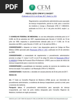 RESOLUÇÃO CFM #2.164/2017: (Publicada No D.O.U. em 03 Ago. 2017, Seção I, P. 216)