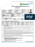 National Eligibility Cum Entrance Test (Ug) - 2019 Score Card