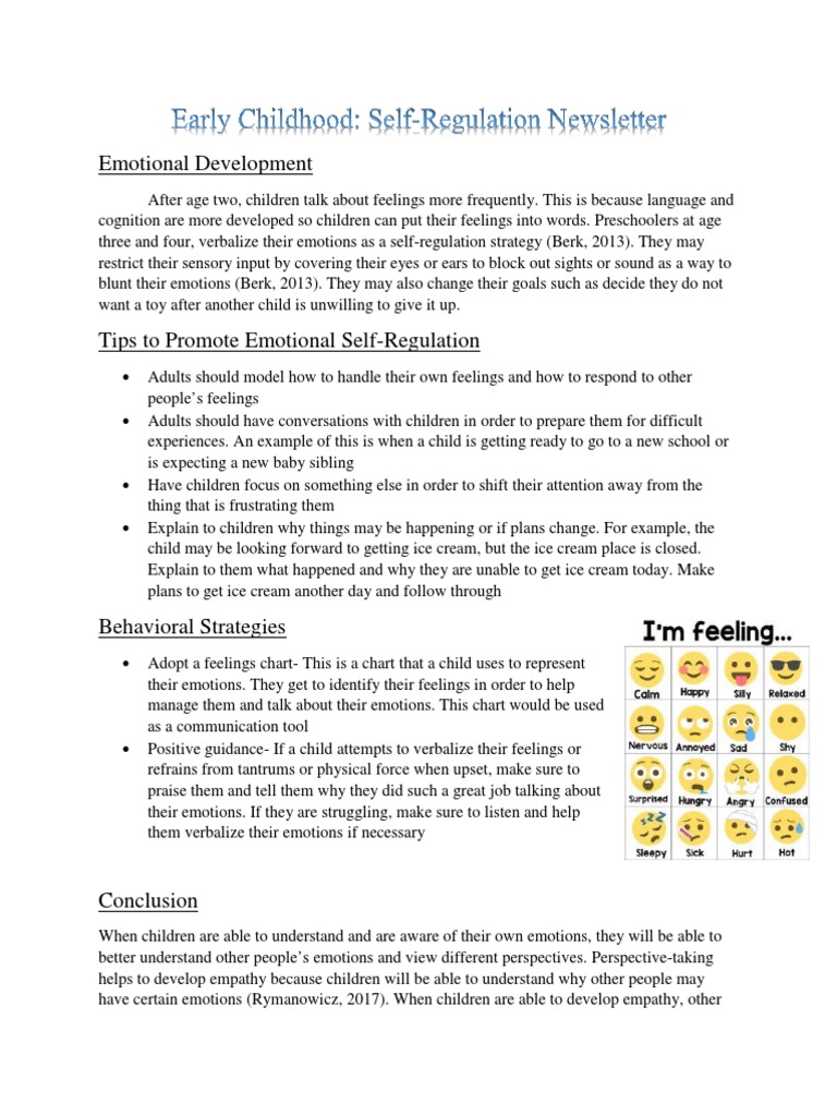 Promoting Children's Emotional Self-Regulation | PDF | Emotional Self ...