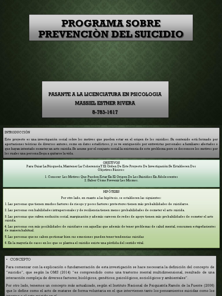 Prevención del Suicidio en Adolescentes | PDF | Suicidio | Depresión ...