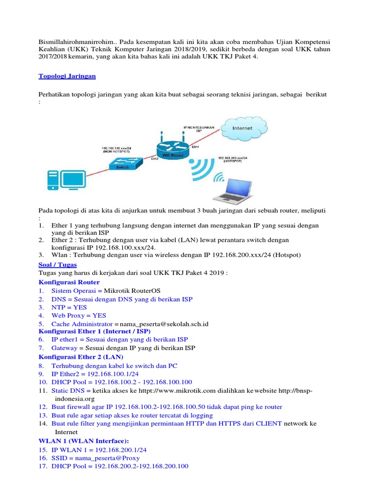 Pembahasan Ukk Tkj 2019 Paket 4