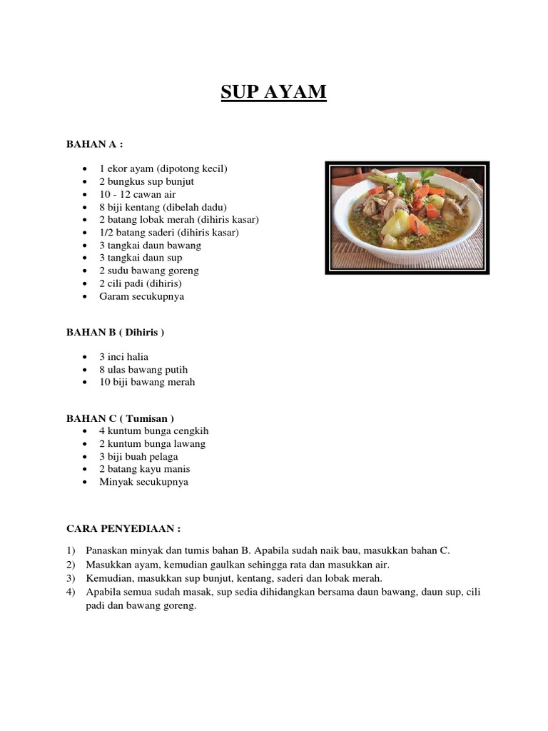 Resepi Sup Ayam Pdf
