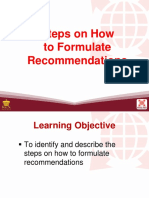 Steps Formulating Effective Recommendations