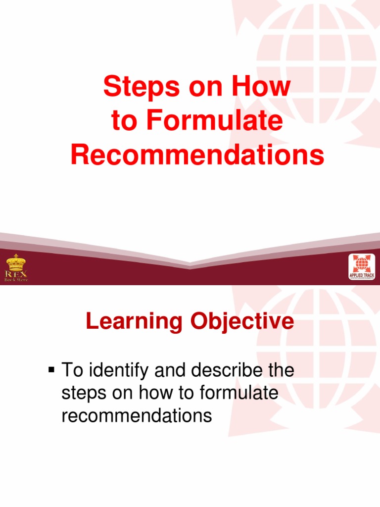 Steps for Effective Recommendation Formulation | PDF | Epistemology ...