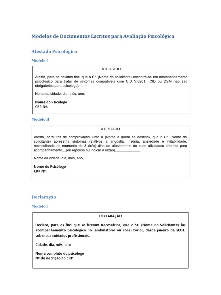 Modelo De Avaliacao Psicologica Guia Prático: Testes Psicológicos