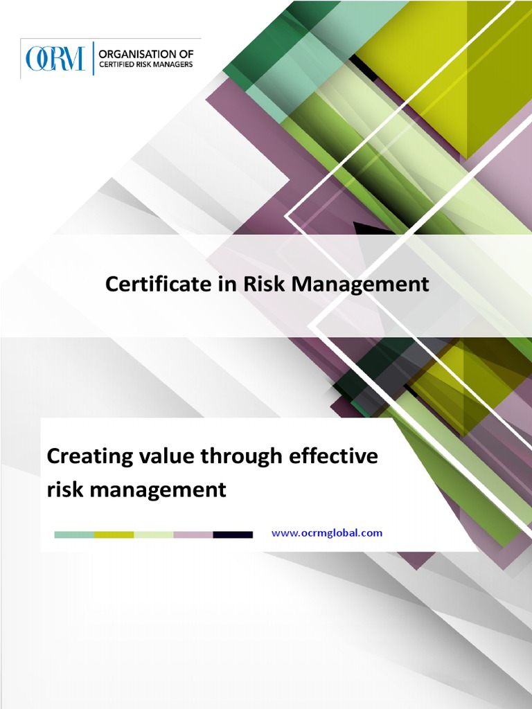 Certificate in Risk Management Brochure PDF Risk Management