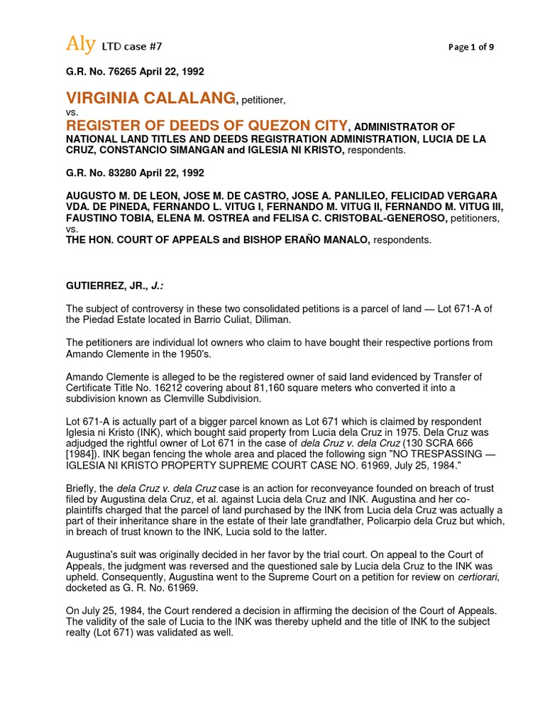 Virginia Calalang Register of Deeds of Quezon City Download Free PDF