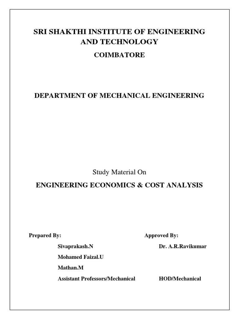 Engineering Economics Study Material | PDF | Supply And Demand | Economics