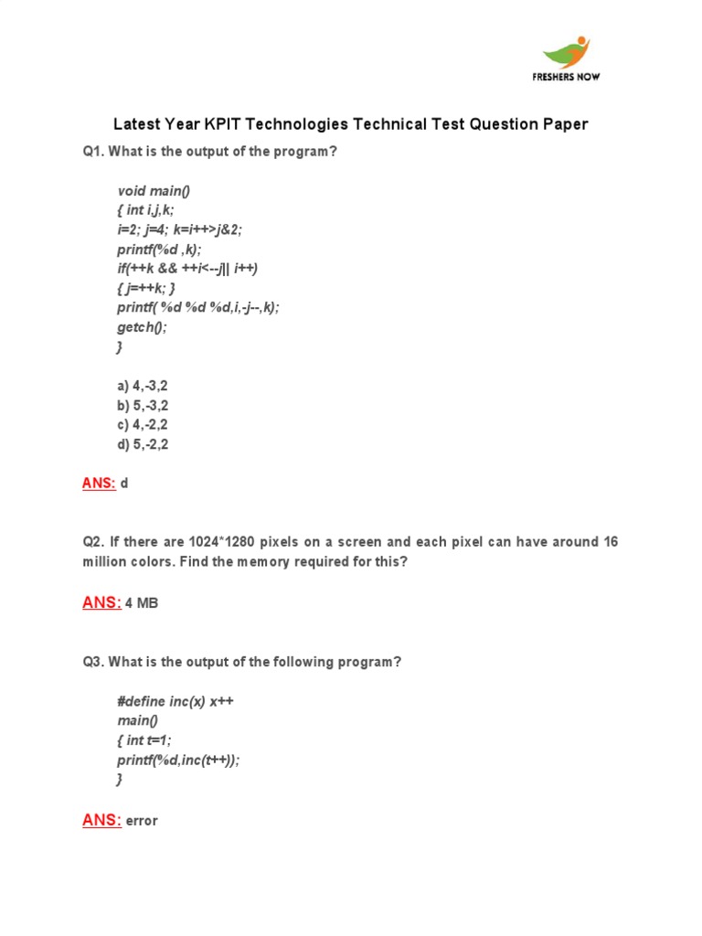 KPIT Technologies Technical Test Paper | PDF | Enterprise Java Beans ...