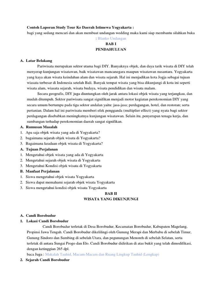 Contoh Laporan Study Tour Ke Daerah Istimewa Yogyakarta