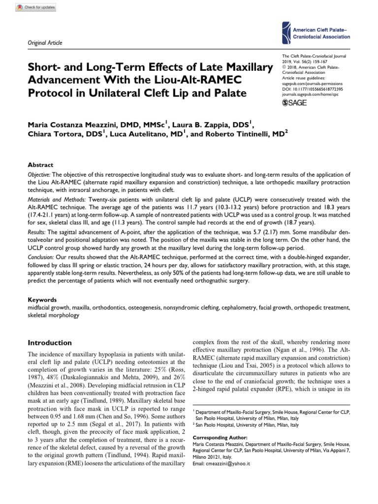 Short and Long Term Effects of Late Maxillary Advancement With  