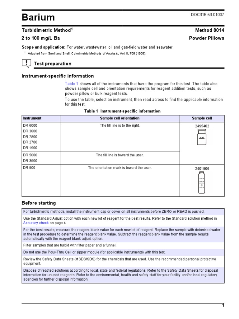 Methode Hach Barium PDF | PDF | Magnesium | Ph