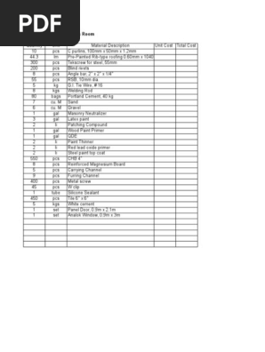 Sample Estimate Sheet