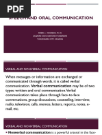 Speech and Oral Communication Let Review