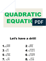Quadratic Equation Ppt. Grade 9