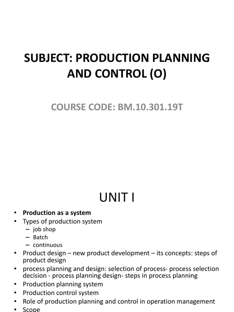 Production Planning and Control | PDF