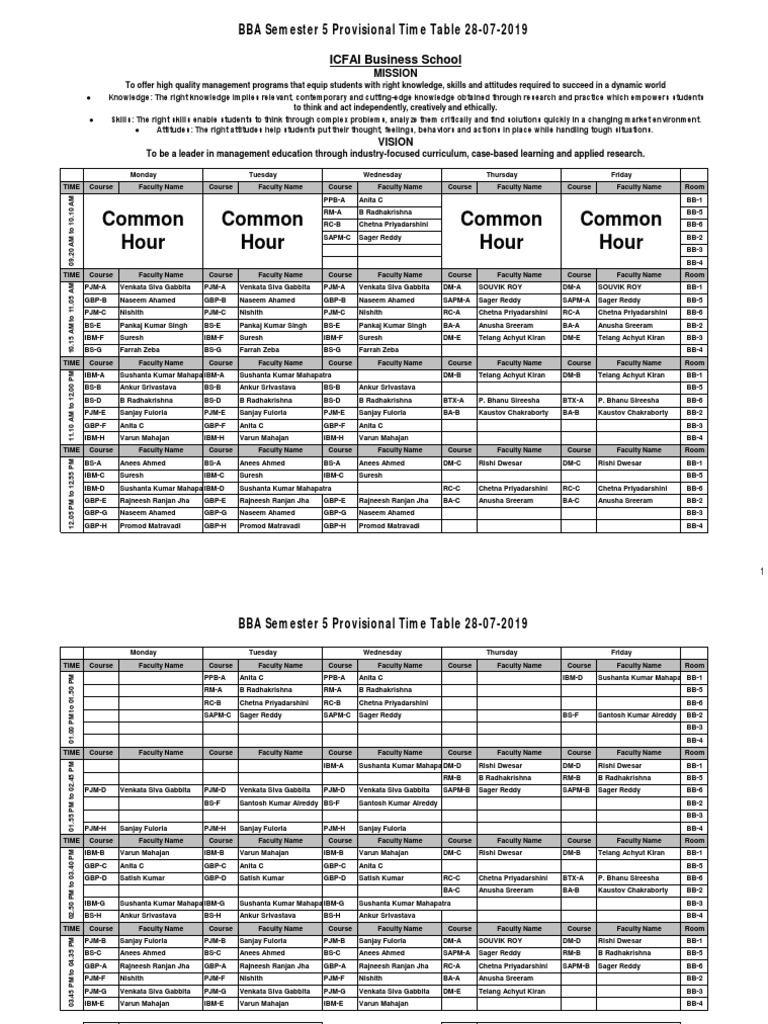 Common Hour Common Hour Common Hour Common Hour BBA Semester 5